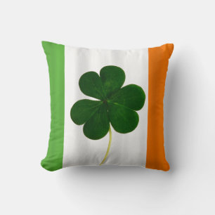 Happy St. Patrick's Day Irish Flag Shamrock Clover Cushion