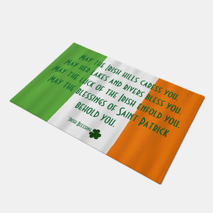 Happy St. Patrick's Day Irish Flag Shamrock Clover Doormat