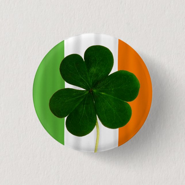 Happy St. Patrick's Day Irish Flag Shamrock Paddy 3 Cm Round Badge (Front)
