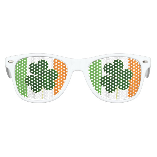 Happy St. Patrick's Day Irish Flag Shamrock Paddy Kids Sunglasses (Front)