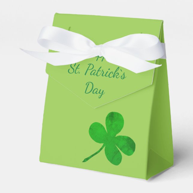 Happy St Patricks Day Irish Green Shamrock Favour Box (Front Side)