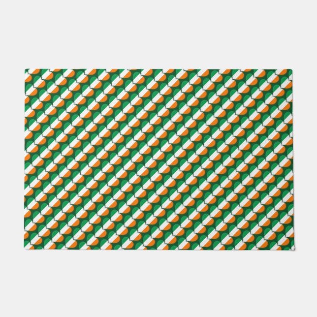 Happy St. Patrick's Day Irish Hearts Flag Pattern Doormat (Front)
