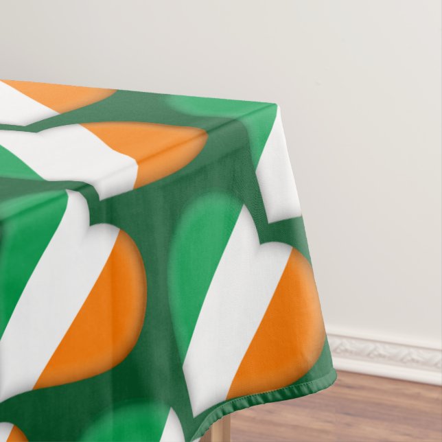 Happy St. Patrick's Day Irish Hearts Flag Pattern Tablecloth (In Situ)