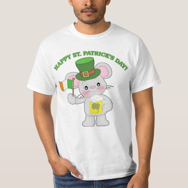 Happy St. Patrick's Day Irish Mouse T-Shirt (Front)