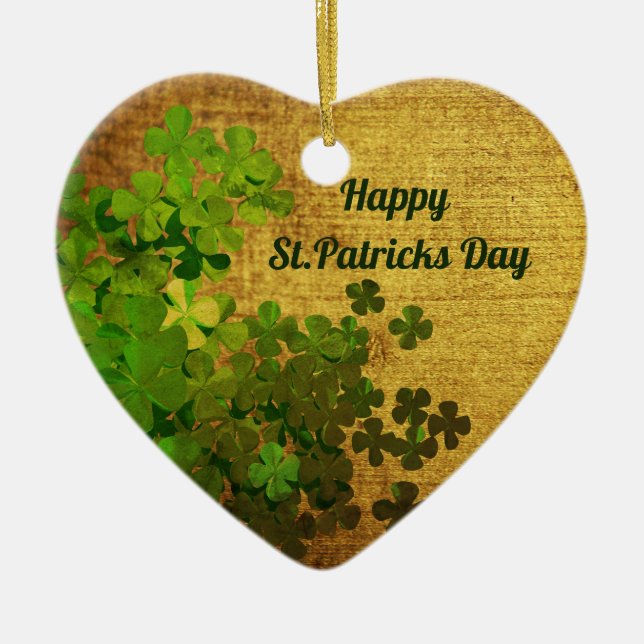 Happy St.Patrick's Day,irish shamrocks Ceramic Tree Decoration (Front)