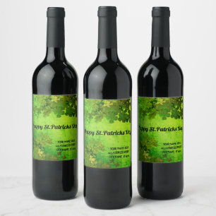 Happy St. Patrick's Day,irish shamrocks Wine Label