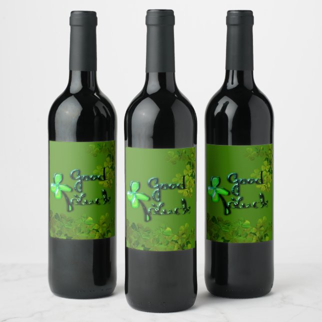 Happy St.Patrick's Day,irish shamrocks Wine Label (Bottles)