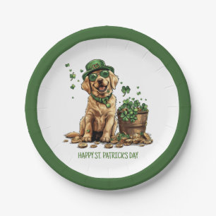 Happy St. Patrick's Day Labrador Retriever Dog Paper Plate