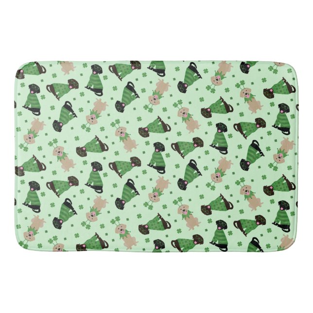 Happy St Patricks Day Labrador Retriever Dogs Bath Mat (Front)