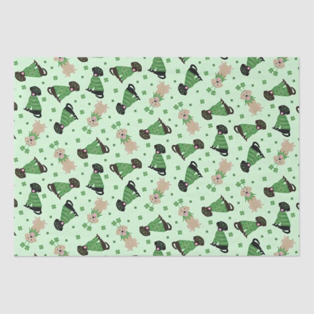 Happy St Patricks Day Labrador Retriever Dogs Tissue Paper (Front)