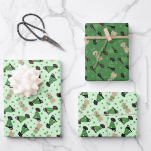 Happy St Patricks Day Labrador Retriever Dogs Wrapping Paper Sheet