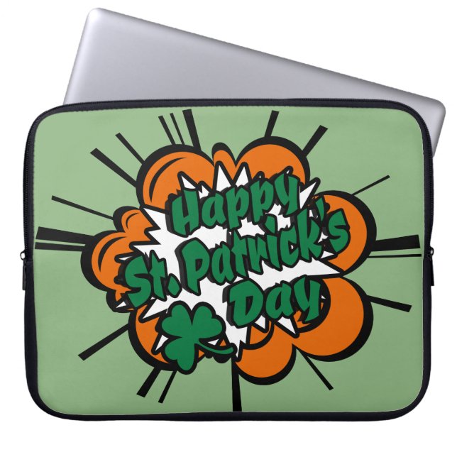 Happy St. Patrick's Day Laptop Sleeve (Front)