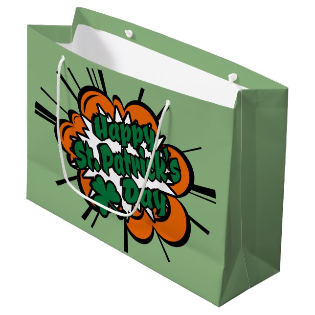 Happy St. Patrick's Day Large Gift Bag (Front Angled)