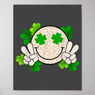 Happy St Patrick's Day Leopard Smile Face Irish Sh Poster