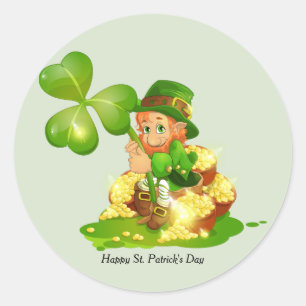 Happy St. Patrick's Day Leprechaun Classic Round Sticker