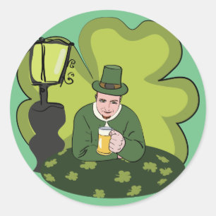 "HAPPY ST. PATRICK'S DAY" LEPRECHAUN CLASSIC ROUND STICKER