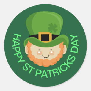 Happy St Patricks Day leprechaun Classic Round Sticker