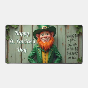 Happy St. Patrick's Day Leprechaun Desk Mat