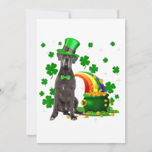 Happy St Patricks Day Leprechaun Great Dane Dog Announcement