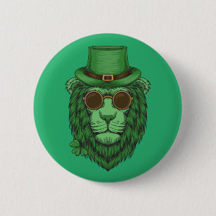 Happy St. Patrick's Day   Leprechaun Lion 6 Cm Round Badge