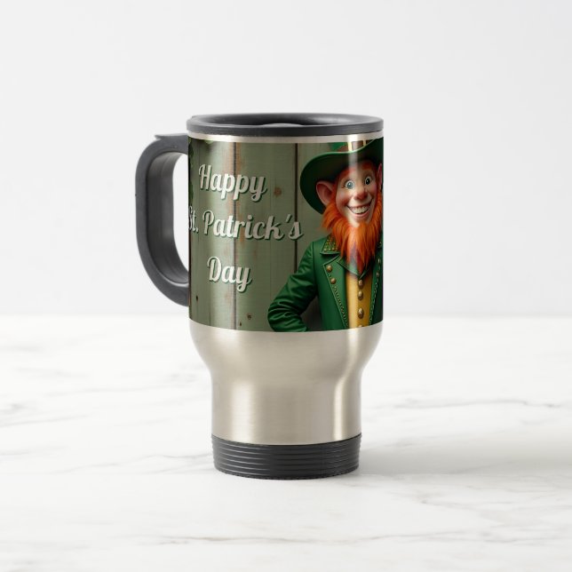 Happy St. Patrick's Day Leprechaun Travel Mug (Front Left)