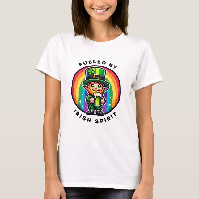 Happy St Patrick's Day Leprechaun with Green Beer T-Shirt (Front)