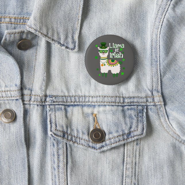 Happy St. Patrick's Day LIama button (In Situ)