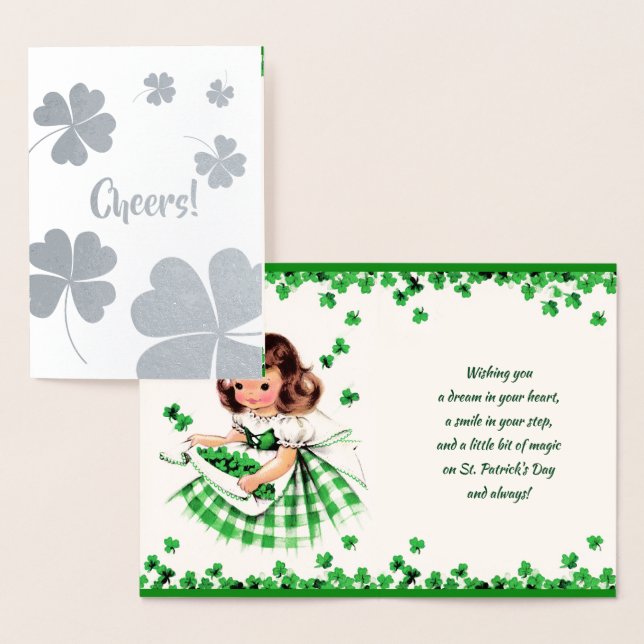 Happy St. Patrick's Day. Little Irish Girl Foil Card (Display)