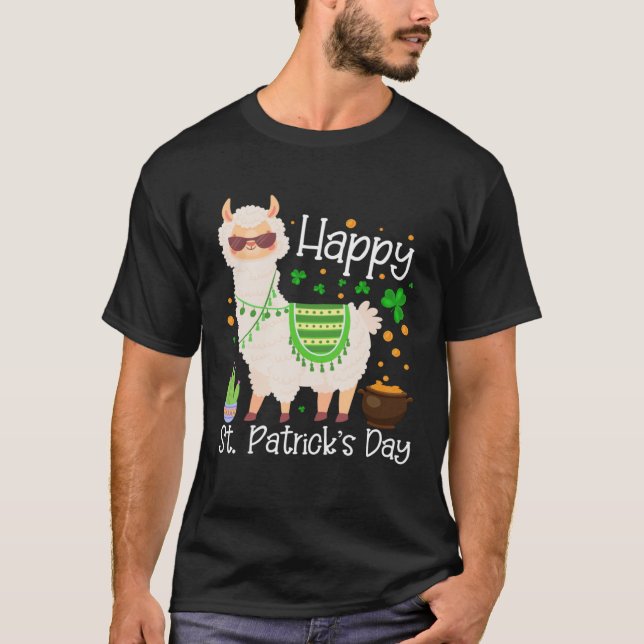 Happy St Patricks Day Llama Dad Mom Boy Girl T-Shirt (Front)