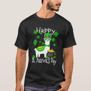 Happy St Patricks Day Llama, Dad Mum Boy Girl Luck T-Shirt