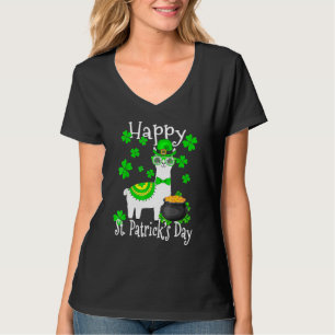 Happy St Patricks Day Llama Dad Mum Boy Girl Lucky T-Shirt