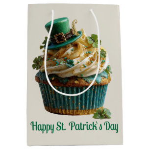 Happy St. Patrick's Day Lucky Cupcake Medium Gift Bag