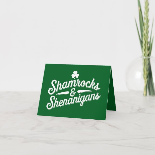 Happy St Patricks Day Lucky Shamrock&Shenanigans Card (Front)