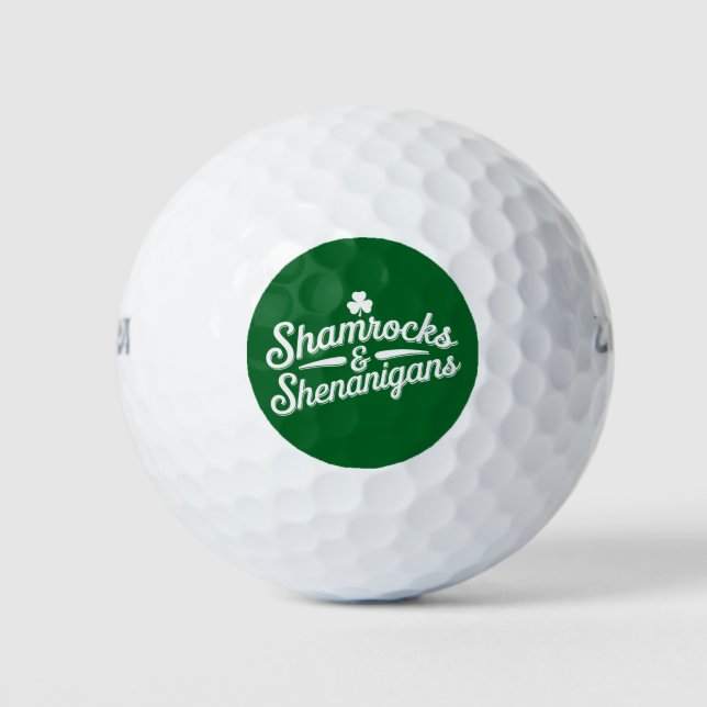 Happy St Patricks Day Lucky Shamrock&Shenanigans Golf Balls (Front)