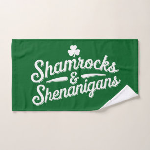 Happy St Patricks Day Lucky Shamrock&Shenanigans Hand Towel