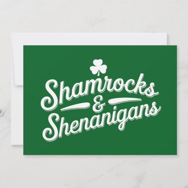 Happy St Patricks Day Lucky Shamrock&Shenanigans Invitation (Front)