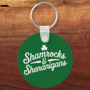 Happy St Patricks Day Lucky Shamrock&Shenanigans Key Ring