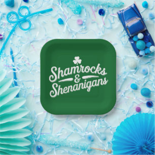Happy St Patricks Day Lucky Shamrock&Shenanigans Paper Plate