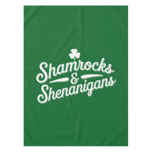 Happy St Patricks Day Lucky Shamrock&Shenanigans Tablecloth