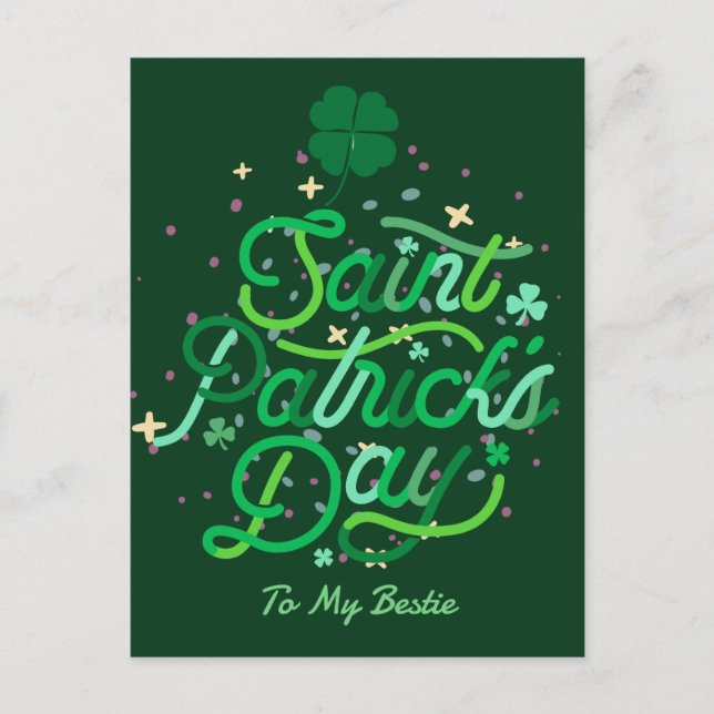 Happy St. patrick's day Lucky Shamrocks Simple Holiday Postcard (Front)
