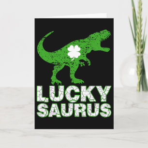 Happy St Patricks Day Luckysaurus Dinosaur Shamroc Card