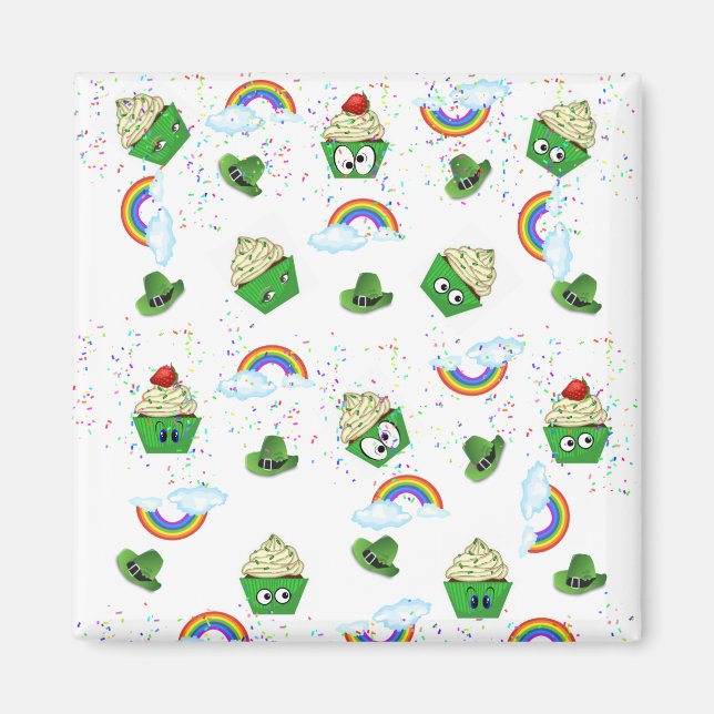 Happy St. Patrick's Day Magnets Cupcakes Birthdays (Front)