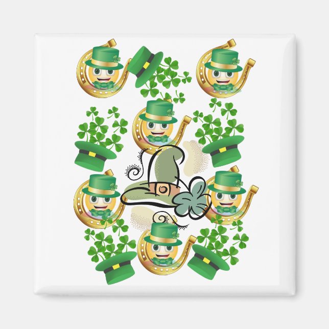 Happy St. Patrick's Day Magnets Horseshoe (Front)