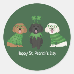 Happy St Patricks Day Maltipoo Dogs Classic Round Sticker