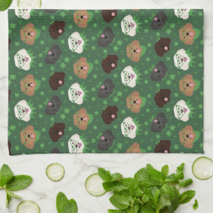 Happy St Patricks Day Maltipoo Dogs Tea Towel
