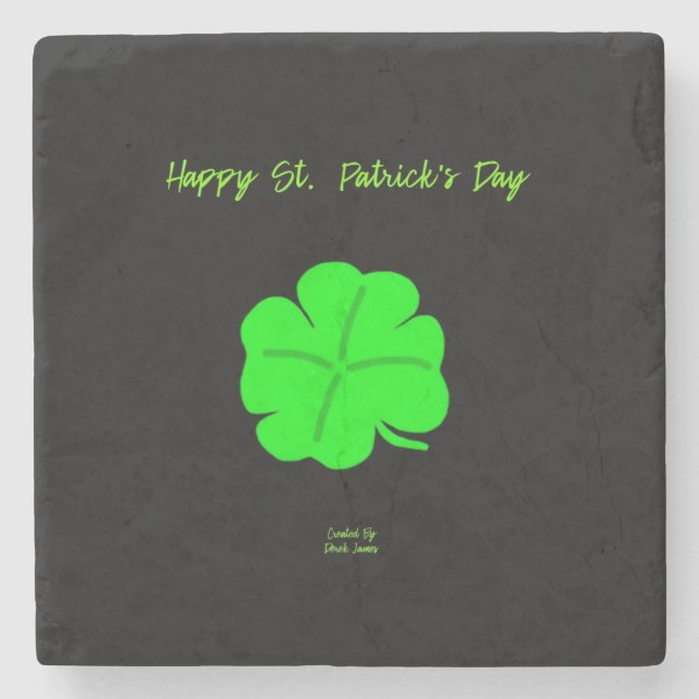 Happy St.  Patrick's Day Marble Stone Coaster (Front)