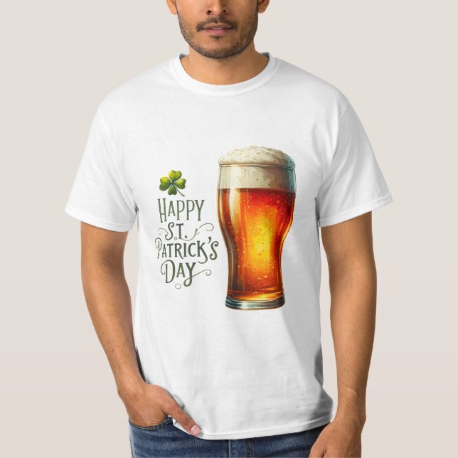 Happy St. Patrick's Day Men's t-shirt with Beer  (Front)