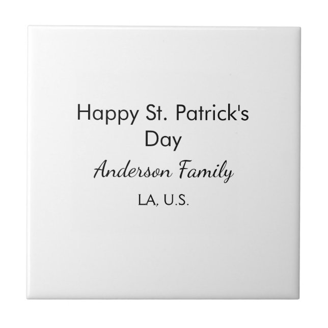 Happy st. Patrick's day name family place simple g Tile (Front)