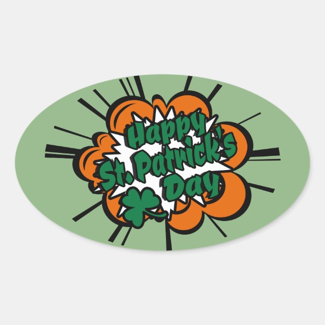 Happy St. Patrick's Day Oval Sticker (Front)