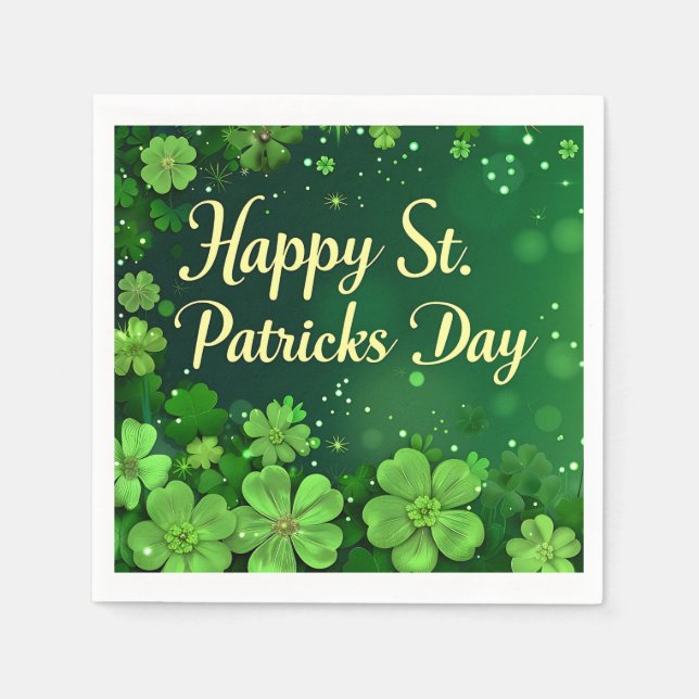 Happy St. Patrick's Day Paper Napkin (Front)
